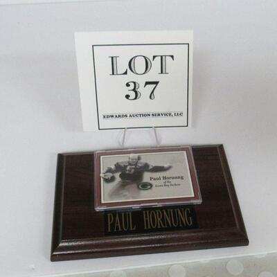 GB Packers Paul Hornung Card On Wood Plaque