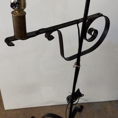 Nice Wrought Iron Floor Lamp with Adjustable Height and Swivel Light Arm and Shade 54