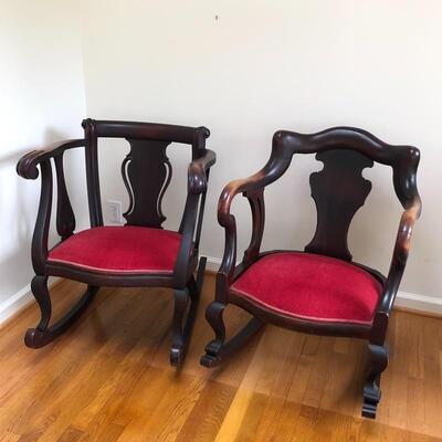 Lot 1 - Pair of Rocking Chairs With Pillows