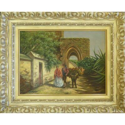 Spanish Oil Painting by Ba. Alboano Wall Art Decoration 37"x31" Retail $5186