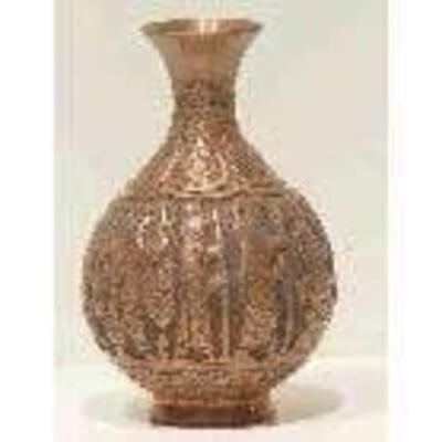 Fine Art Handmade Persian Engraved Copper Antique 9"x7" Retail $864.36