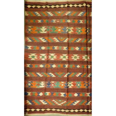 Authentic Persian Vintage Kilim Wool Seneh Collection 8'8"x5'4" Retail $3579