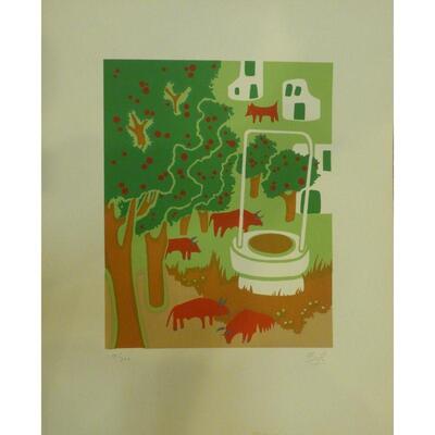 Spanish Original Hand Print Canvas Decoration 13"x14" Retail $345.78