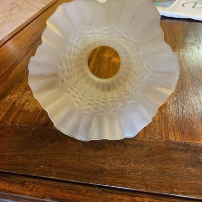 Decorative brass bowl and 2 vintage glass lamp shades