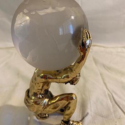 Brass and glass Atlas statue 