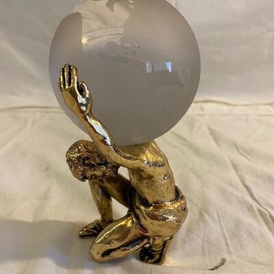 Brass and glass Atlas statue 