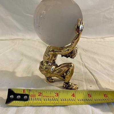 Brass and glass Atlas statue 