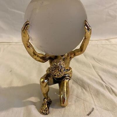 Brass and glass Atlas statue 