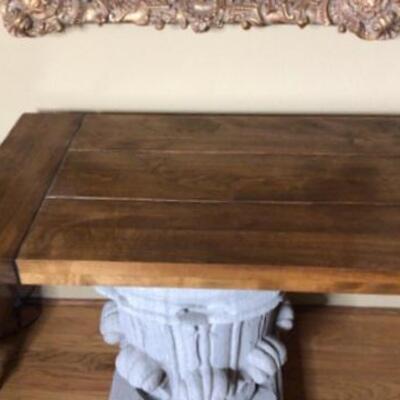 294 - 7 Ft. Architectural Column Pedestal Table w/ Plank Top *******MOVER NEEDED