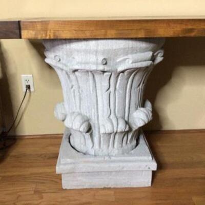 294 - 7 Ft. Architectural Column Pedestal Table w/ Plank Top *******MOVER NEEDED