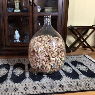 295 - Large 2 Ft. Tall Glass Bottle Full of Corks