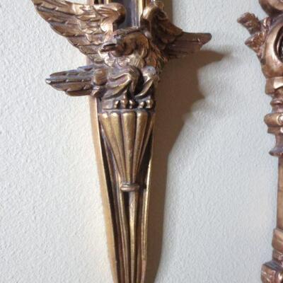 297 - Pair of 2-1/2 Ft. Wooden Gold Gilt Sconces