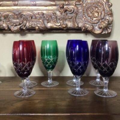 301 - (7) Cut to Clear Crystal Water Goblets