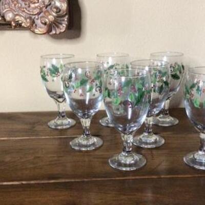 304 - (7) Libby Holiday Water Glasses
