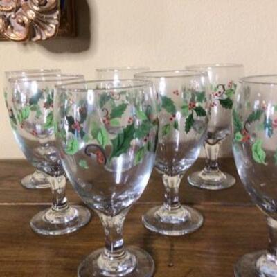 304 - (7) Libby Holiday Water Glasses
