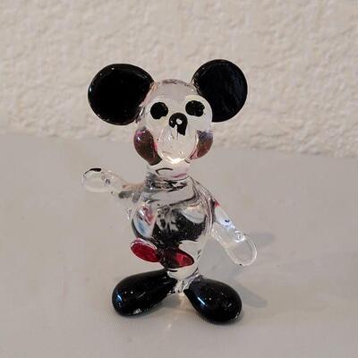 Lot 82: Vintage Disney Blown Glass Mickey Mouse Miniature and 1st Edition Schmid Disney Rotating Music Box