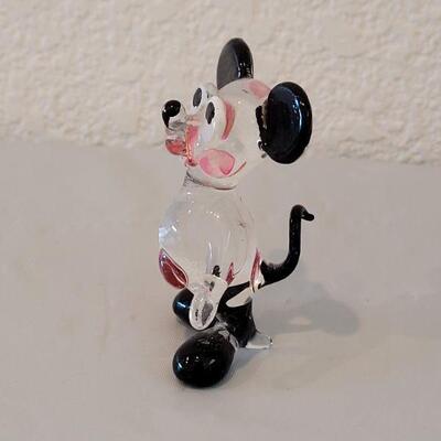 Lot 82: Vintage Disney Blown Glass Mickey Mouse Miniature and 1st Edition Schmid Disney Rotating Music Box