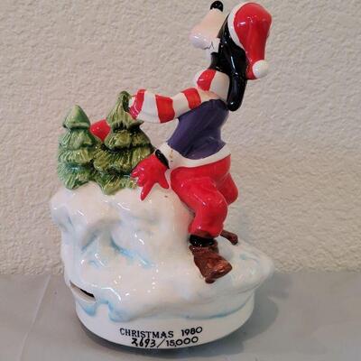 Lot 82: Vintage Disney Blown Glass Mickey Mouse Miniature and 1st Edition Schmid Disney Rotating Music Box