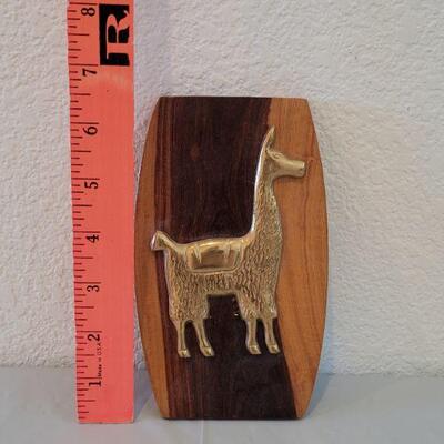 Lot 84: Mid Century Brass Llama Plaque 
