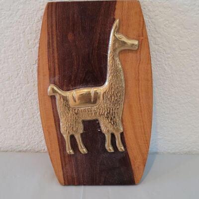 Lot 84: Mid Century Brass Llama Plaque 