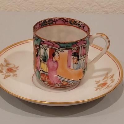 Lot 93:  Mixed Matched Rose Teacup and Saucer and Chinese Handpainted Teacup & Saucer (also possibly mix matched)