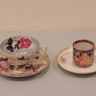 Lot 93:  Mixed Matched Rose Teacup and Saucer and Chinese Handpainted Teacup & Saucer (also possibly mix matched)