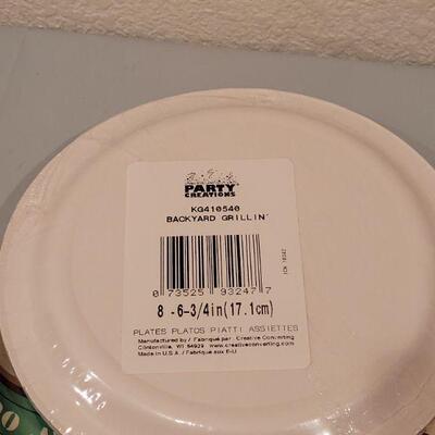 Lot 97: Summer Hand towels and Disposable Cookout Plates, Napkins & Straws