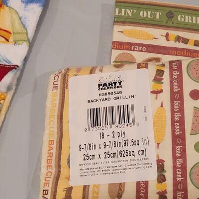 Lot 97: Summer Hand towels and Disposable Cookout Plates, Napkins & Straws