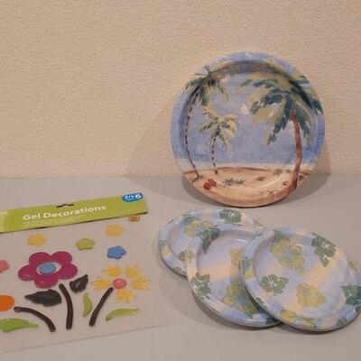 Lot 101: Beach Theme Disposable Plates and Window Gels