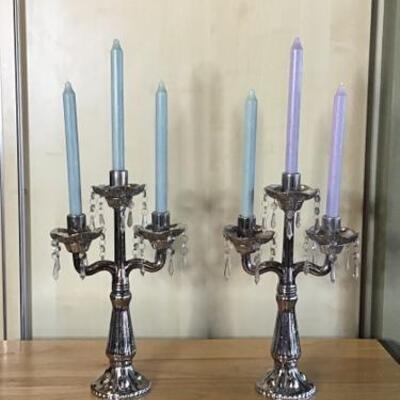 K110 - Pair of Silver Glass Candelabras