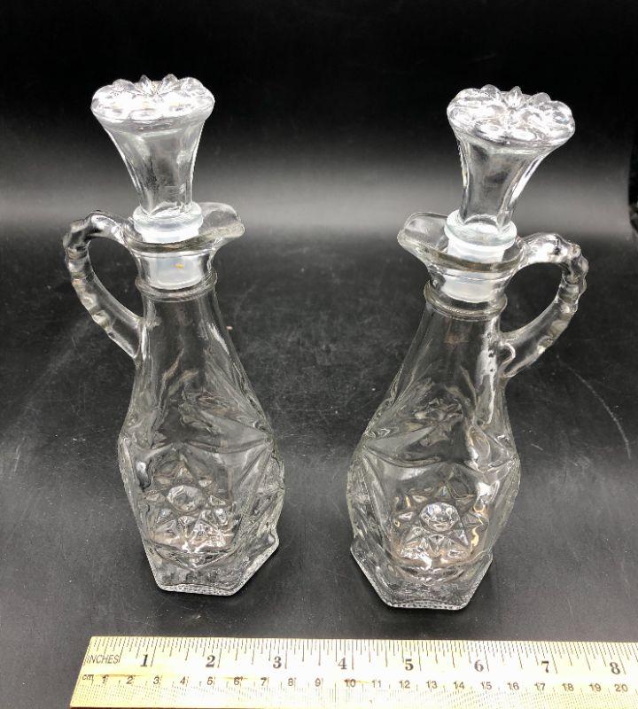 Clear Pressed Glass Cruet Set