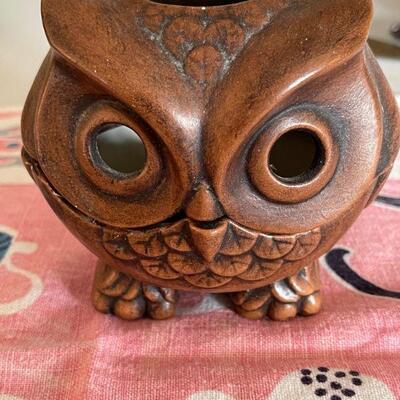 Vintage ceramic owl tea candle holder 