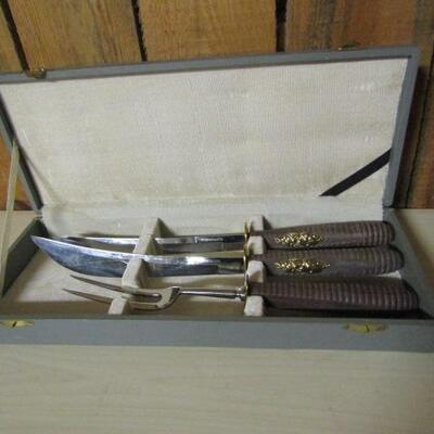 3 Piece Carving Set (2 Knives, 1 Fork) in Box- Samurai Cutlery Japan