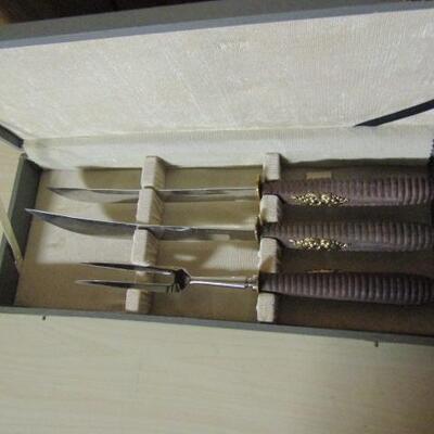 3 Piece Carving Set (2 Knives, 1 Fork) in Box- Samurai Cutlery Japan