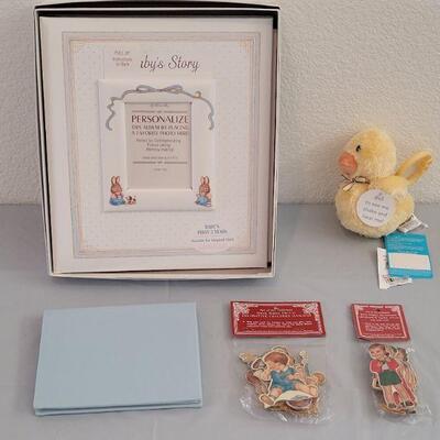 Lot 156: Baby Albums, Pull Toy and Gift or Hanging Deco Tags