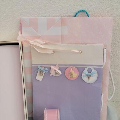 Lot 157: Baby Gift Bags, Hat, Shirt, Memory Book and Gift or Deco Tags