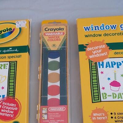 Lot 170: (3) Crayola Window Greeting Kits, Dry Erase Markers, Watercolors and Puzzle Glue