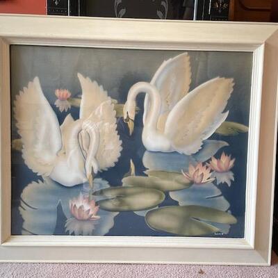 Swans in the lily pads art