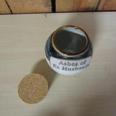Pottery 'Ashes of Ex Husbands' Novelty Jar