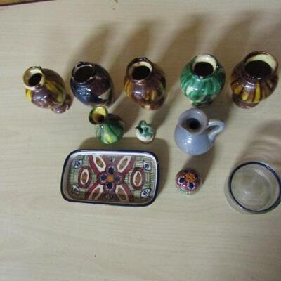 Collection of Small Pottery Pieces- Bud Vases and More