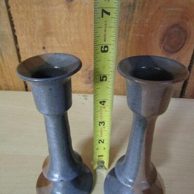 Pair of Pottery Candlestick Holders- 5 1/2