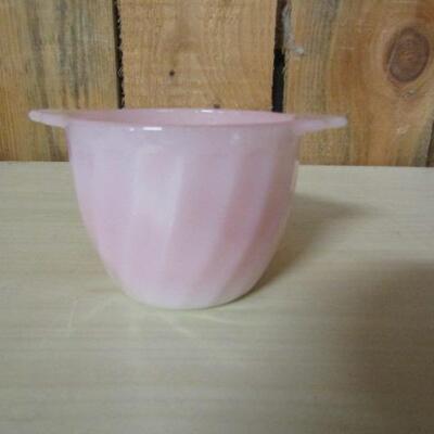 Vintage Pink Swirl Pattern Fire King Sugar Bowl (No Lid)