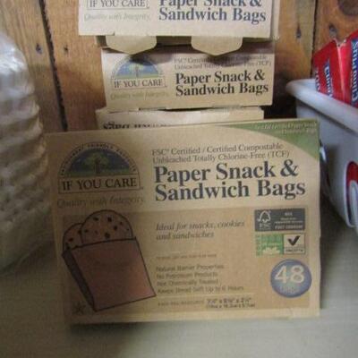 Miscellaneous Kitchen Paper/Plastic Products- Coffee Filters, Saran Wrap, Paper Sandwich Bags