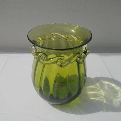  Blown Glass Green Vase