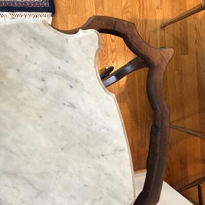 Lot 3 - Wood & Marble Side Table