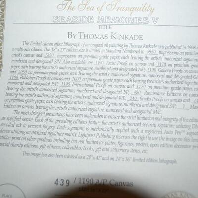 Lot #4 Thomas Kinkade Limited Edition Off Set Lithograph A/P Canvas Studio Proof 