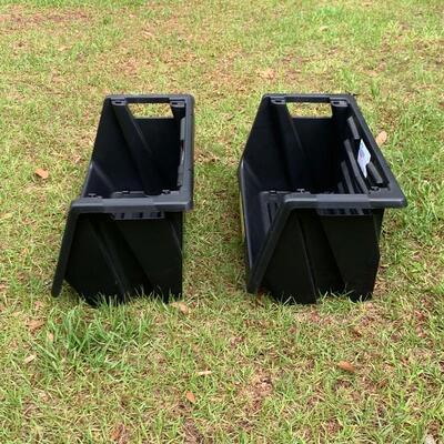 Blue Hawk Pair of Heavy Duty Stackable Storage Bins