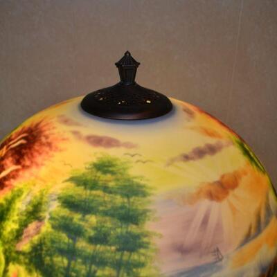 Lot #5 Thomas Kinkade Hand Painted Glass Shade Lamp 