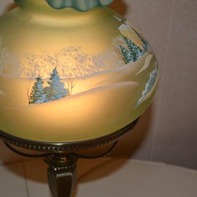 Lot #6. Fenton Hand Painted Shade Desk Lamp