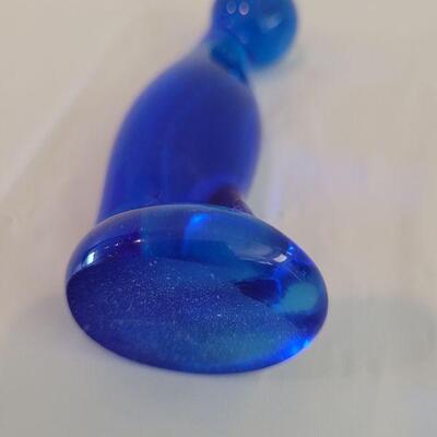 Lot 209: Blue Glass Cat (Unmarked Fenton) and 2 Polka Dot Cats